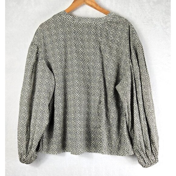 Longsleeve Blouson Sleeve Peasant Blouse 1X Worthington Drawstring Cheetah Print - Picture 6 of 13